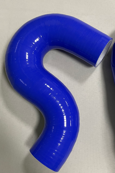 Real blue formed silicone S-bend hose sample